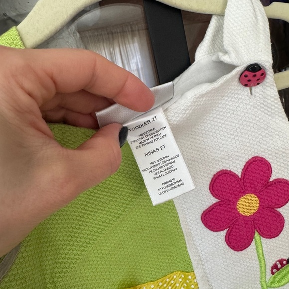 Vintage 90s Youngland appliqué dress ladybugs flowers toddler embroidered girl - Picture 9 of 9